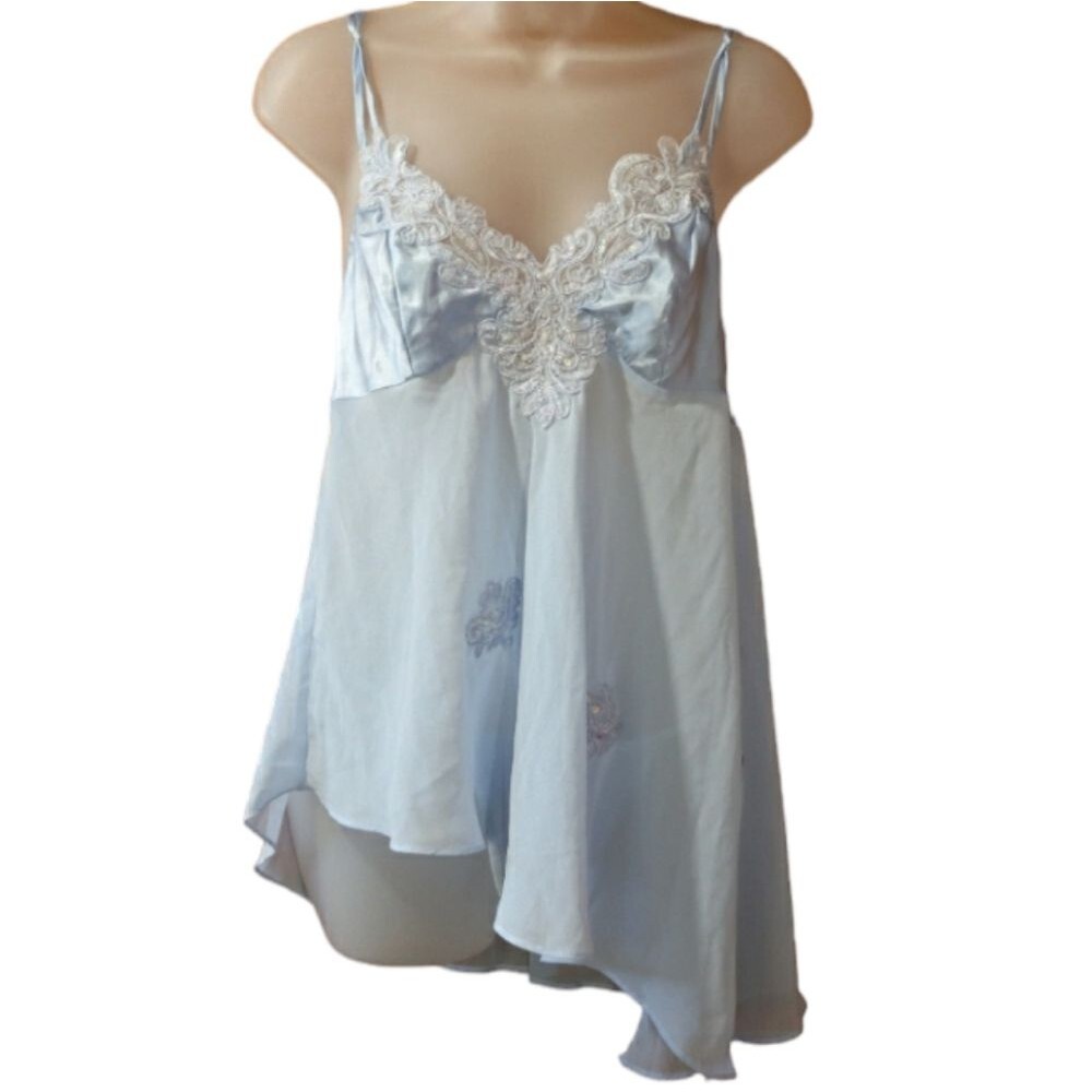 Frederick's of Hollywood Baby Blue Babydoll Lingerie Set Large